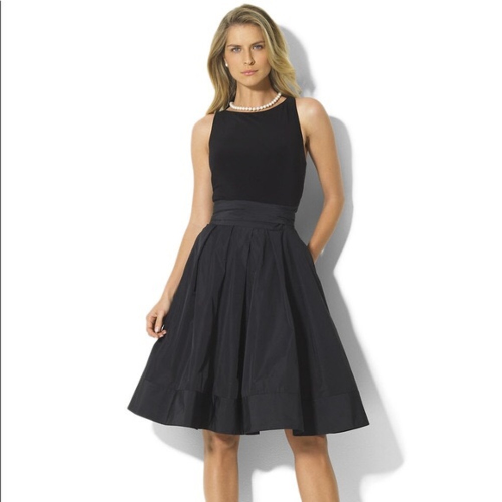 Lauren Ralph Lauren Pleated V-Back Cocktail Dress